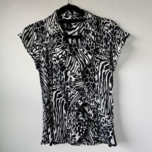 Style & Co, Women's ,   Black/White Pleased / Collard Blouce ,  Size 6,